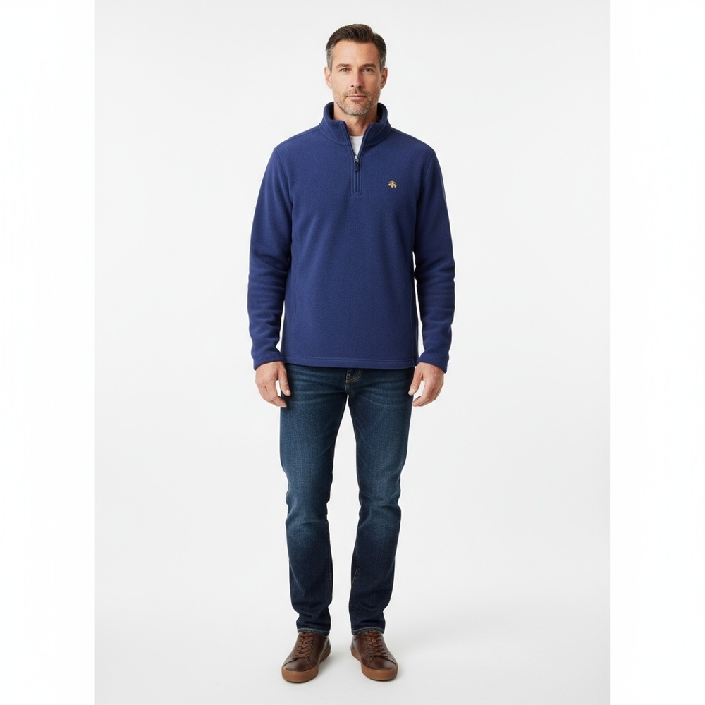 Brooks Brothers‎ Mens Quarter-Zip Fleece Pullover 346 XL Navy Blue Classic